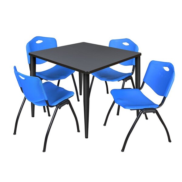 Regency Kahlo Square Table & Chair Sets, 36 W, 36 L, 29 H, Wood, Metal, Plastic Top, Grey TPL3636GYBK47BE - main